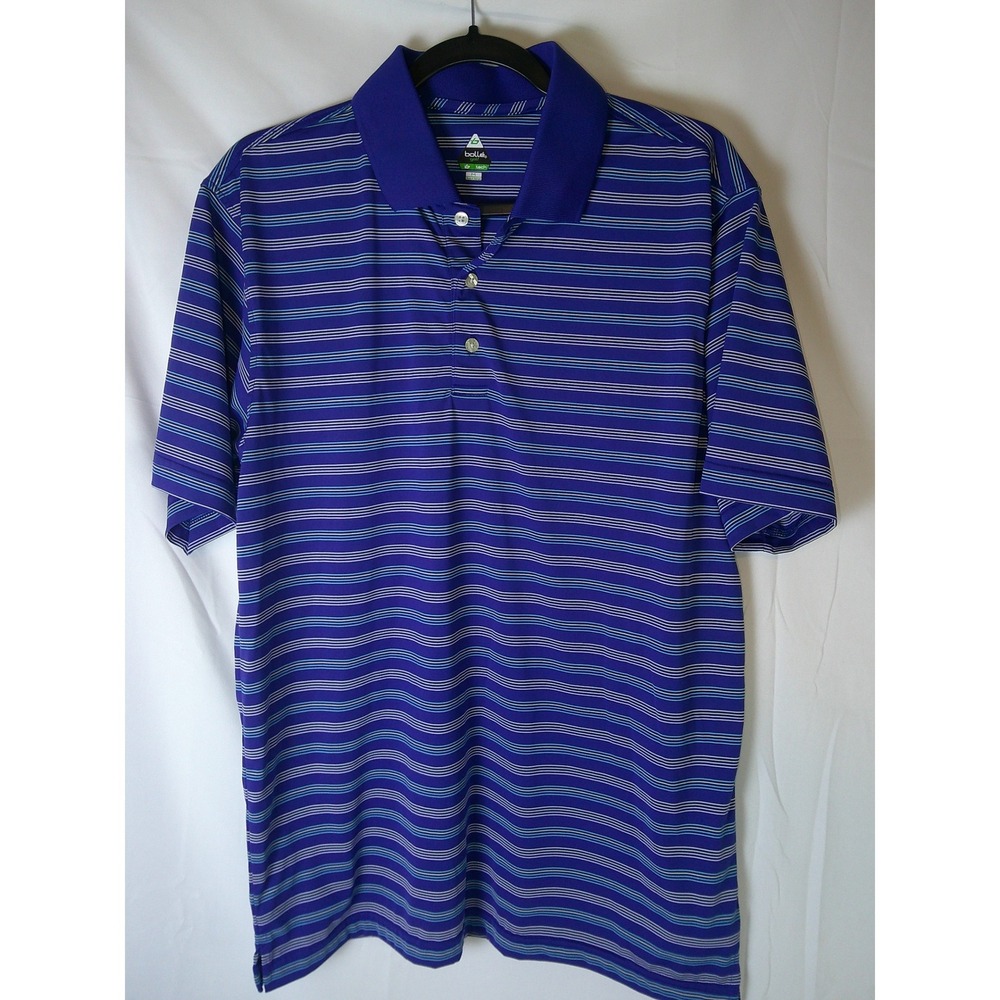 Bolle Golf B-Tech Mens Purple Striped Short Sleeve Performance Polo Shirt Size M